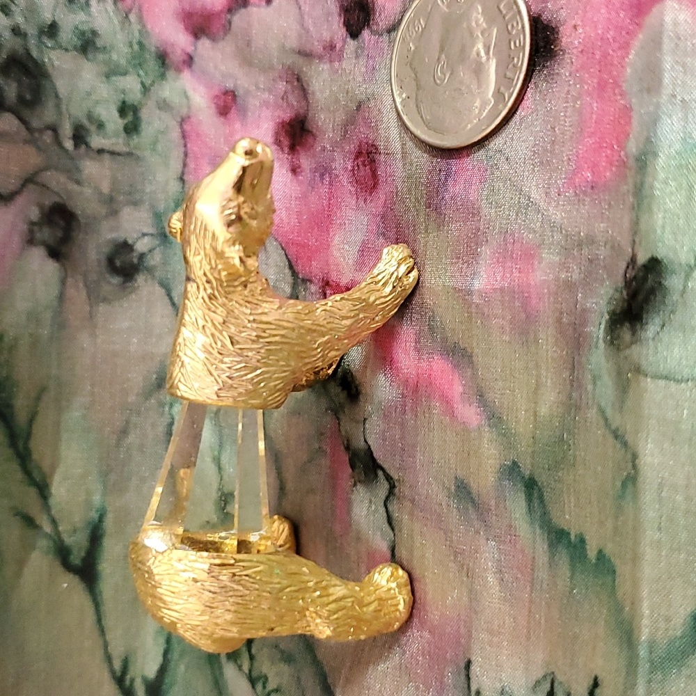 Crystal Menagerie 24KT Gold Plated Crystal Bear Made in Italy paperweight NEW D